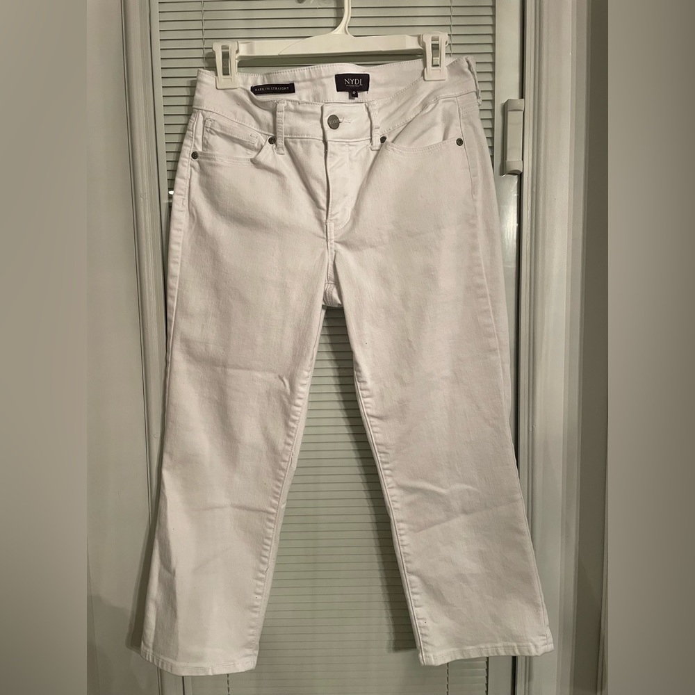 NYDJ Marilyn Straight Crop Jeans: Optic White
